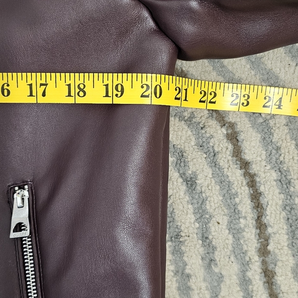 New,Guess Men Red Faux-Leather Faux-Shearling Asymetrical Motorcycle Jacket Sz-S - Picture 12 of 14